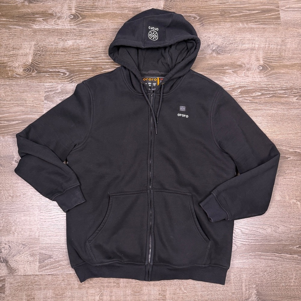ORORO‎ Mens Hoodie Pullover Sweatshirt XL Black Heavy Weight Warm No Battery